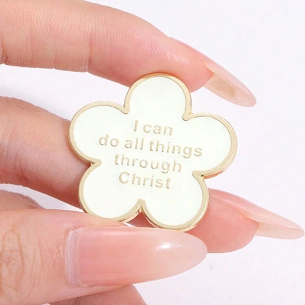 3for$20 1Pc Creative White Flower Believer Opinion Enamel Pin Christ